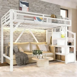 Twin XL Metal Bed, Storage, Wardrobe,