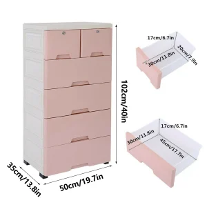 Classic 6 Drawer Plastic Dresser Storage Tower Closet
